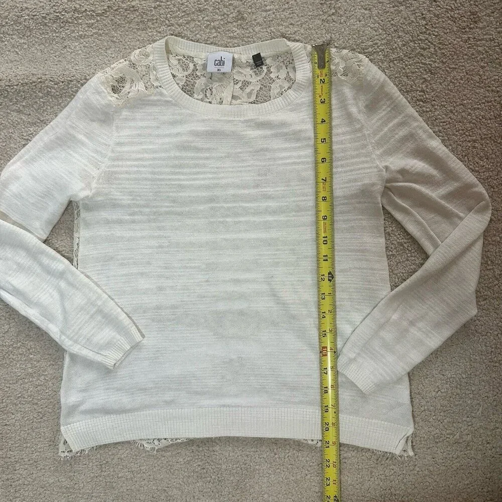 Cabi Sweater Women's XS White Cream Sophia Lace Back Sweater Feminine 5005 - Picture 7 of 14